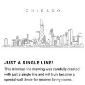 Chicago Skyline Continuous Line Drawing Art Work
