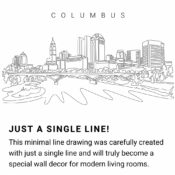 Columbus Skyline Continuous Line Drawing Art Work