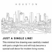 Houston Skyline Continuous Line Drawing Art Work