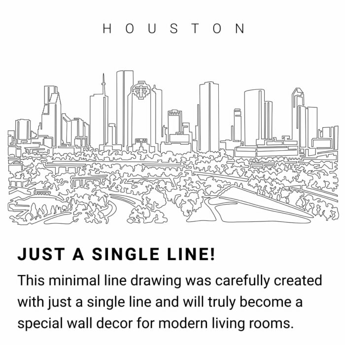 Houston Skyline Continuous Line Drawing Art Work