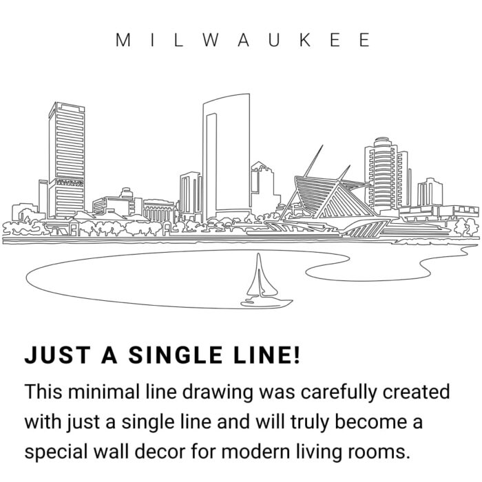 Milwaukee Skyline Continuous Line Drawing Art Work
