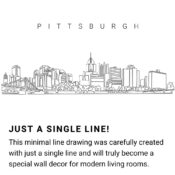 Pittsburgh Skyline Continuous Line Drawing Art Work