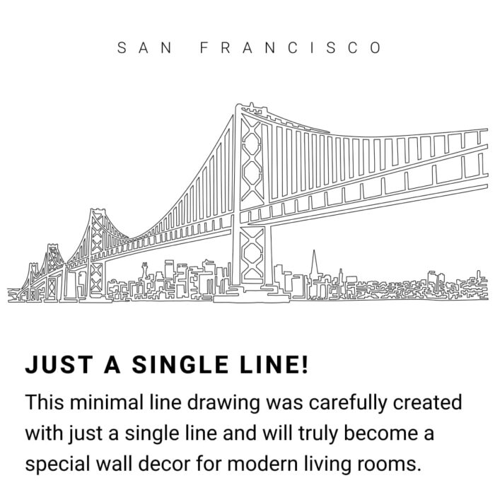 San Francisco Continuous Line Drawing Art Work
