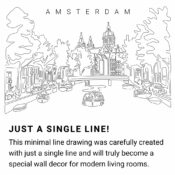 Amsterdam Skyline Continuous Line Drawing Art Work