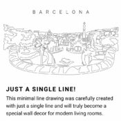 Barcelona Spain Continuous Line Drawing Art Work