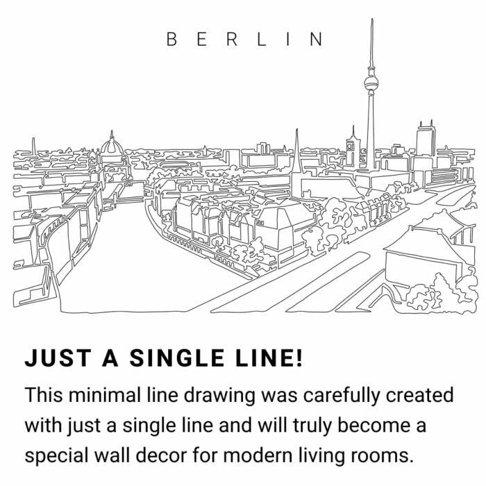 Berlin Skyline Continuous Line Drawing Art Work