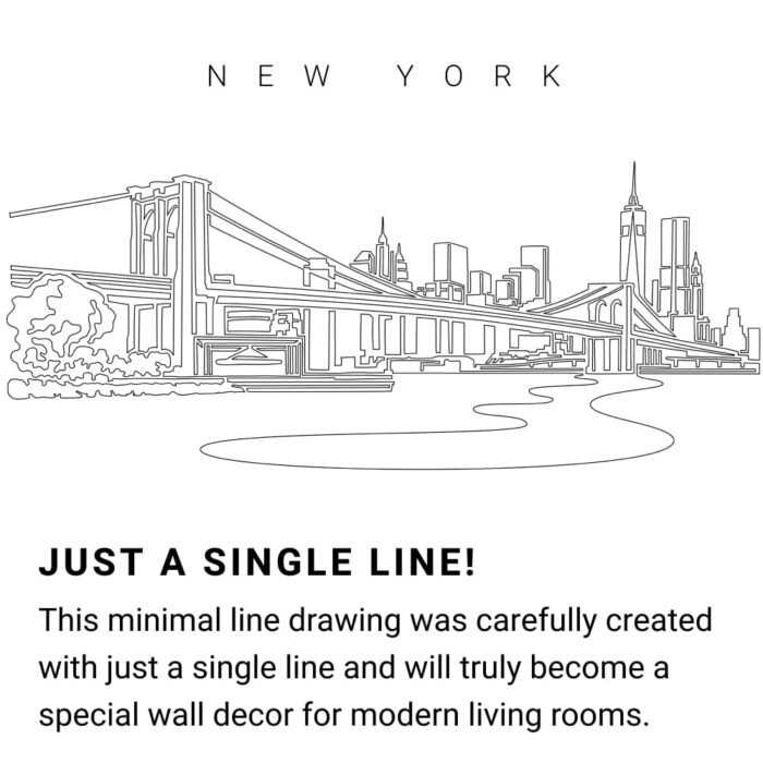 Brooklyn Bridge Continuous Line Drawing Art Work
