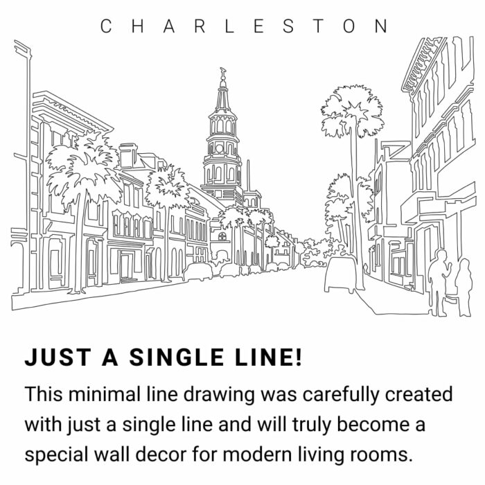 Charleston Continuous Line Drawing Art Work