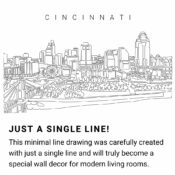 Cincinnati Skyline Continuous Line Drawing Art Work