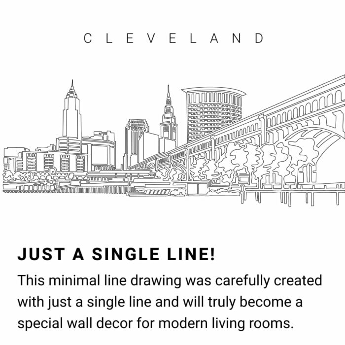 Cleveland Skyline Continuous Line Drawing Art Work