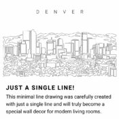 Denver Skyline Continuous Line Drawing Art Work