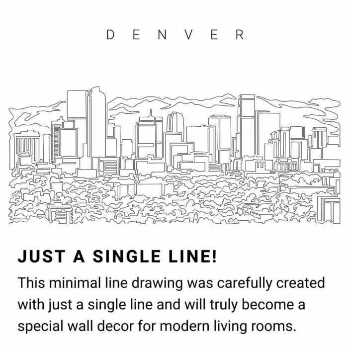 Denver Skyline Continuous Line Drawing Art Work