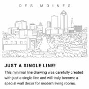 Des Moines Skyline Continuous Line Drawing Art Work