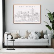 Des Moines Skyline Wall Art for Living Room