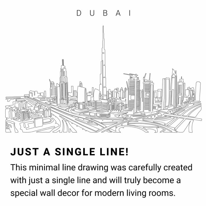 Dubai Skyline Continuous Line Drawing Art Work