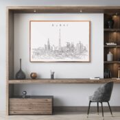Dubai Skyline Wall Art for Home Office