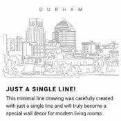 Durham NC Skyline Continuous Line Drawing Art Work