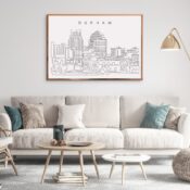 Durham NC Skyline Wall Art for Living Room