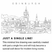 Edinburgh Skyline Continuous Line Drawing Art Work