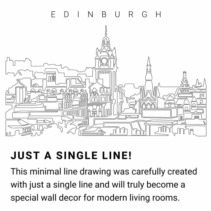 Edinburgh Skyline Continuous Line Drawing Art Work