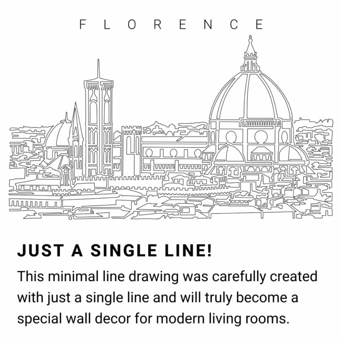 Florence Skyline Continuous Line Drawing Art Work