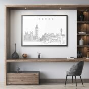 Framed London Skyline Wall Art for Home Office