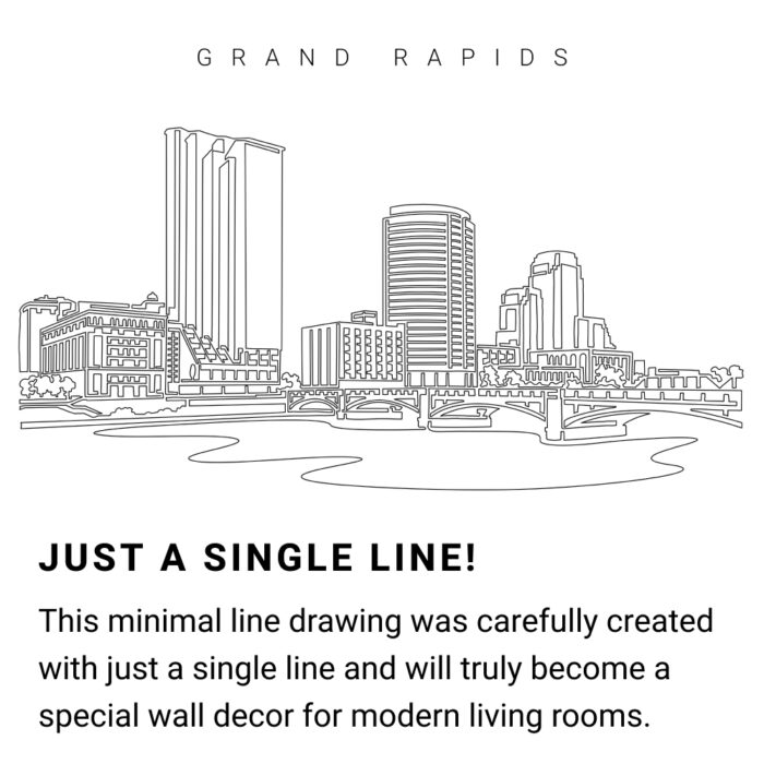 Grand Rapids Skyline Continuous Line Drawing Art Work