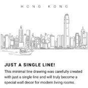 Hong Kong Skyline Continuous Line Drawing Art Work