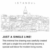 Istanbul Skyline Continuous Line Drawing Art Work