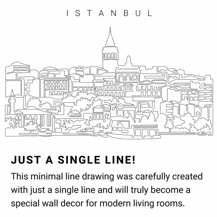 Istanbul Skyline Continuous Line Drawing Art Work