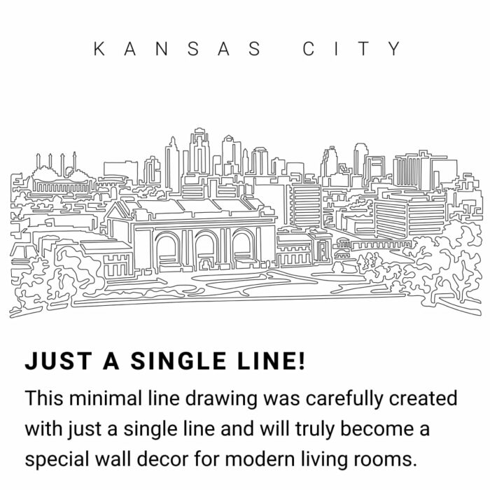 Kansas City Skyline Continuous Line Drawing Art Work