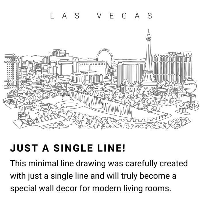 Las Vegas Skyline Continuous Line Drawing Art Work