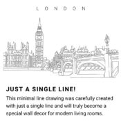 London Skyline Continuous Line Drawing Art Work