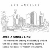 Los Angeles Skyline Continuous Line Drawing Art Work