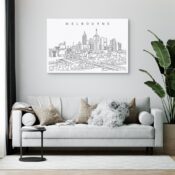 Melbourne Skyline Canvas Art Print Lifestyle