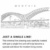 Memphis Skyline Continuous Line Drawing Art Work