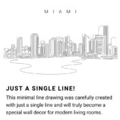 Miami Skyline Continuous Line Drawing Art Work
