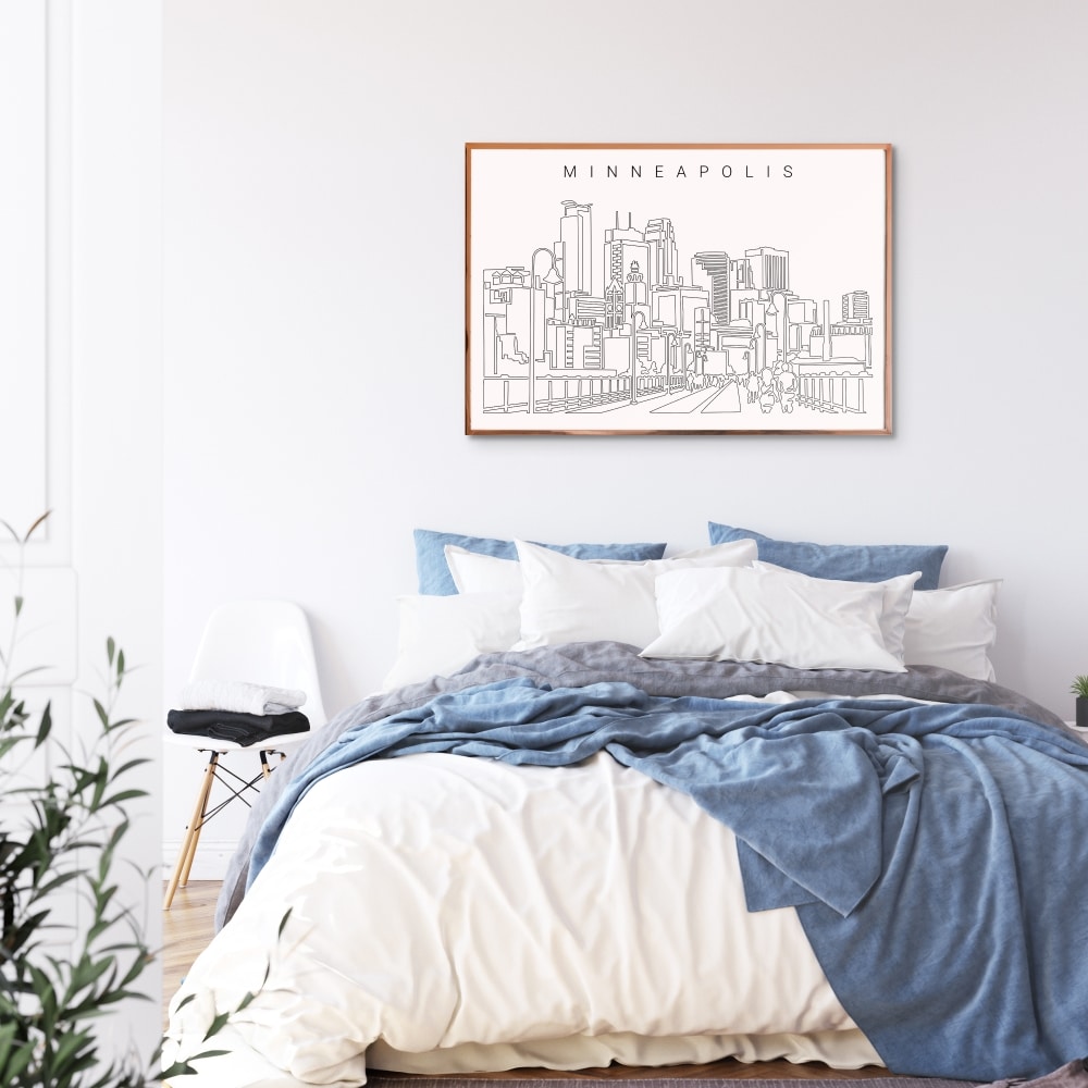 Minneapolis Skyline Wall Art for Bedroom