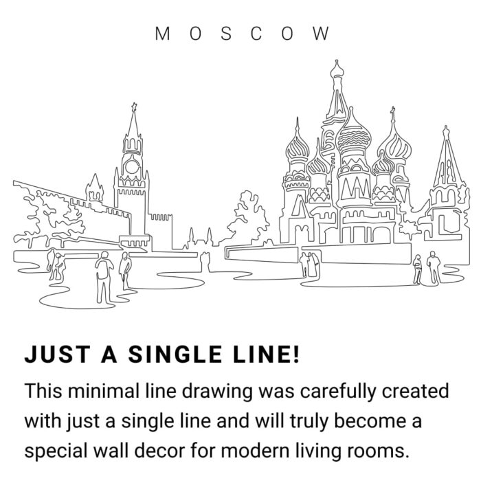 Moscow Skyline Continuous Line Drawing Art Work