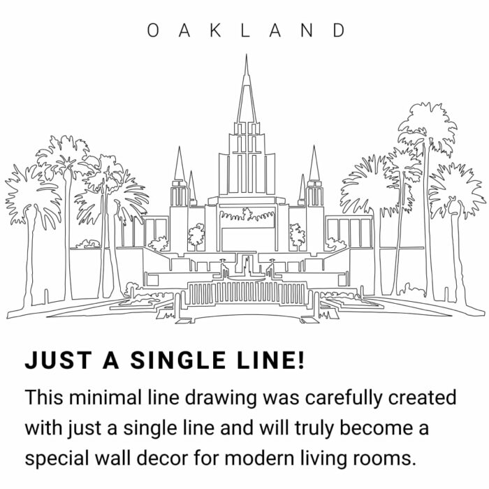 Oakland California Temple Continuous Line Drawing Art Work