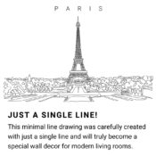 Paris Skyline Continuous Line Drawing Art Work