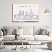 Philadelphia Skyline Waterfront Wall Art for Living Room