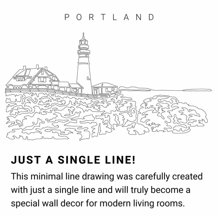 Portland Maine Continuous Line Drawing Art Work