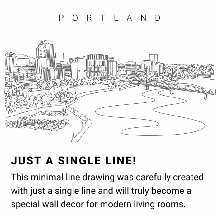 Portland Oregon Skyline Continuous Line Drawing Art Work