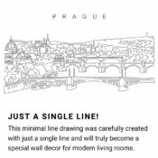 Prague Skyline Continuous Line Drawing Art Work