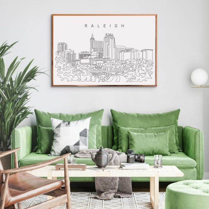 Raleigh NC Skyline Wall Art for Living Room