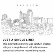 Raleigh Skyline Continuous Line Drawing Art Work