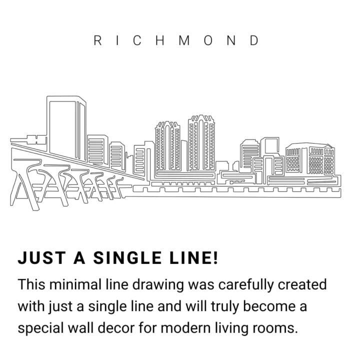 Richmond Skyline Continuous Line Drawing Art Work