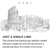 Rome Colosseum Continuous Line Drawing Art Work