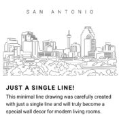 San Antonio Skyline Continuous Line Drawing Art Work